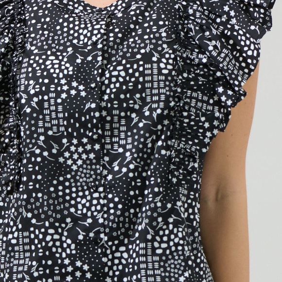 SUGARLIPS ✨NEW✨ Larsa Onyx Geometric Vance Button Front Blouse - NWT - Large - Picture 5 of 5